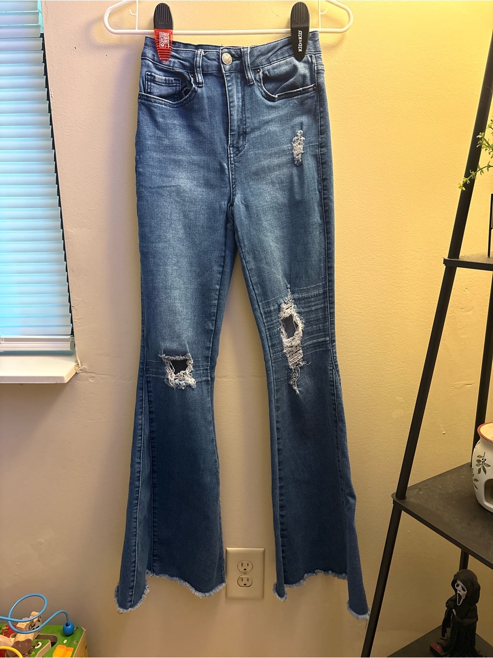 YMI Medium Blue Distressed Flare Jeans